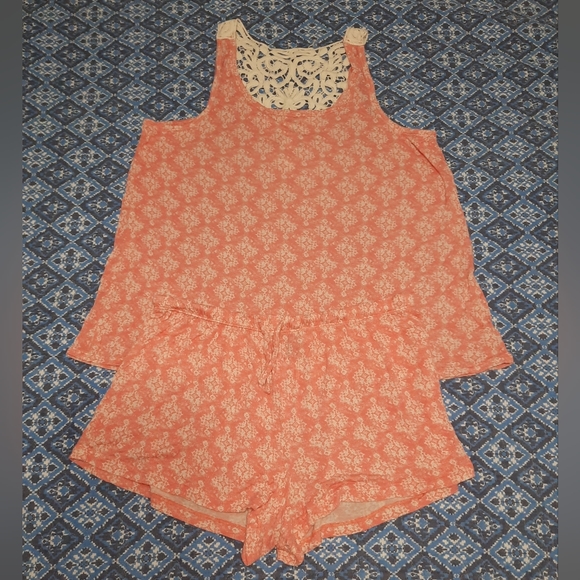 Peach & White Print Pyjama Short Set - Picture 1 of 11